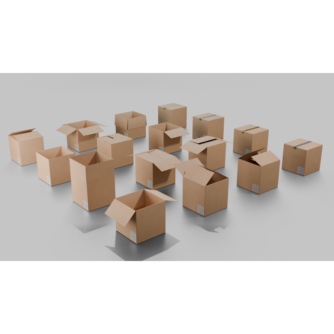 Cardboard Box 3D Model – Rigged Low-Poly PBR Asset for Games - View 13