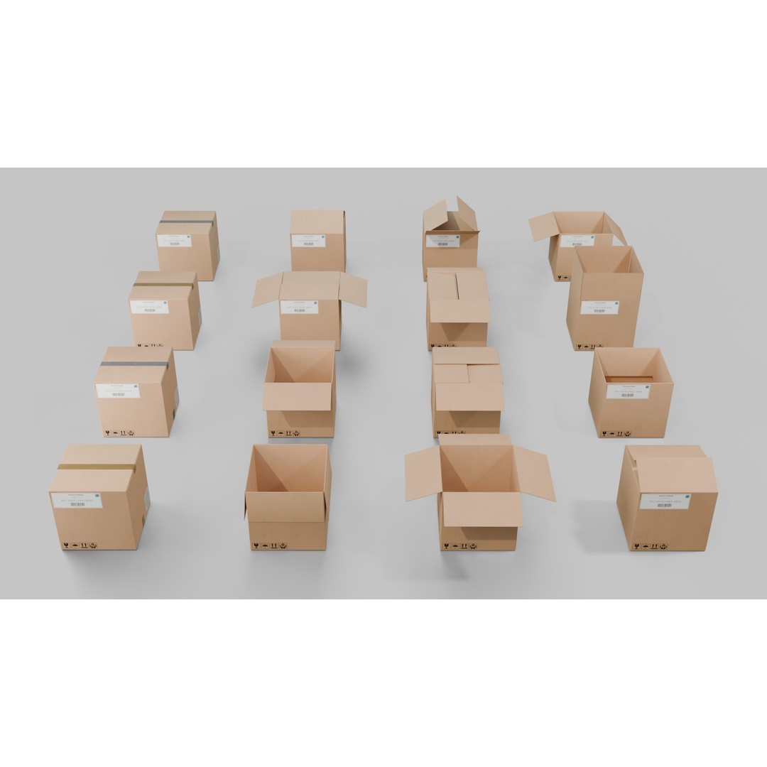 Cardboard Box 3D Model – Rigged Low-Poly PBR Asset for Games - View 14