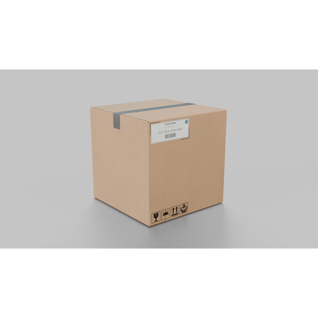 Cardboard Box 3D Model – Rigged Low-Poly PBR Asset for Games - View 3