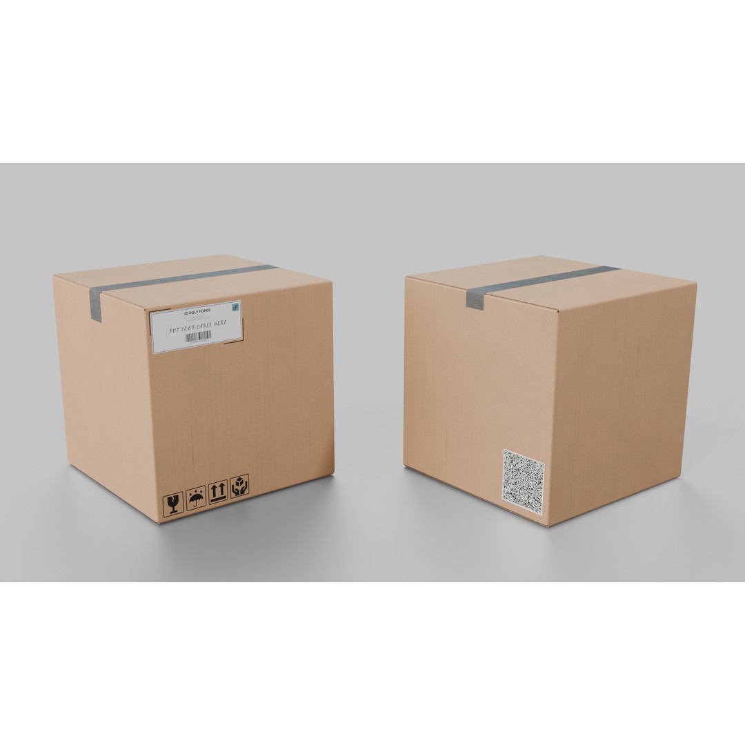 Cardboard Box 3D Model – Rigged Low-Poly PBR Asset for Games - View 6