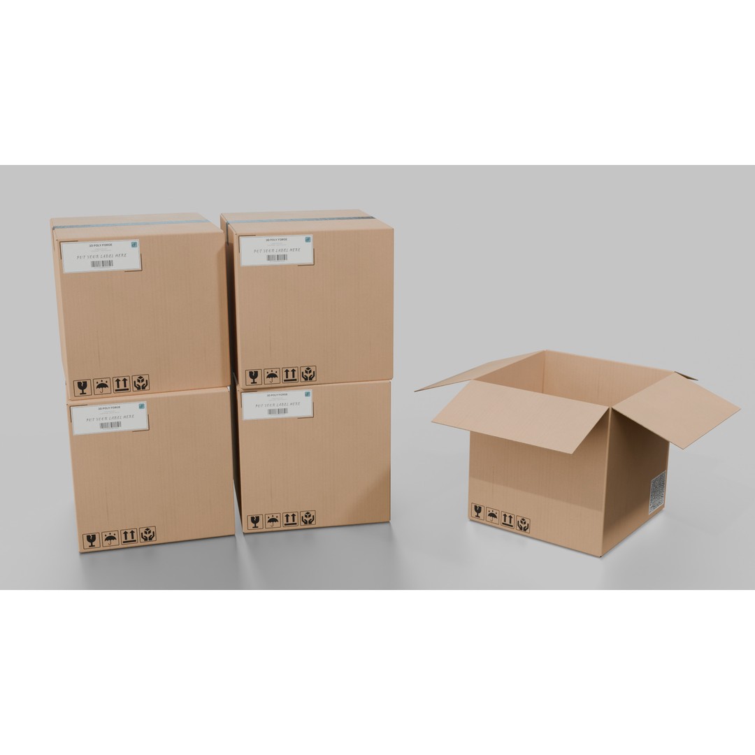 Cardboard Box 3D Model – Rigged Low-Poly PBR Asset for Games - View 7