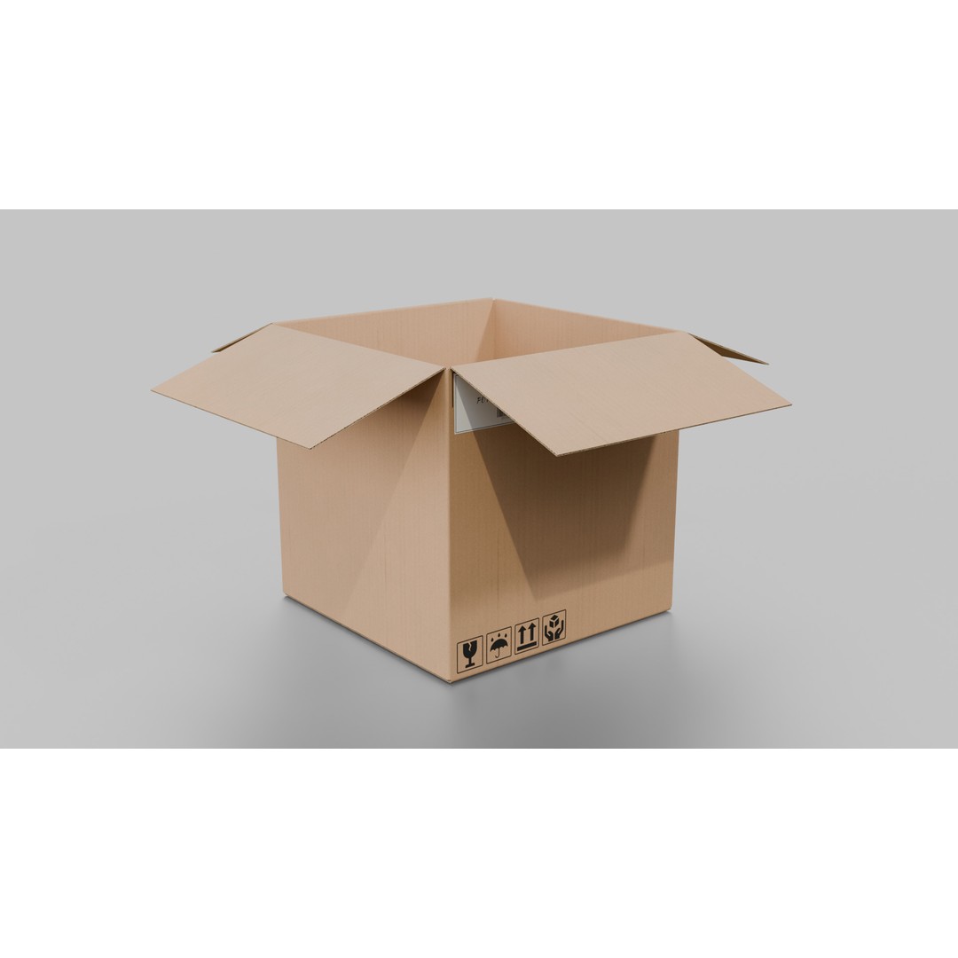 Cardboard Box 3D Model – Rigged Low-Poly PBR Asset for Games - View 8