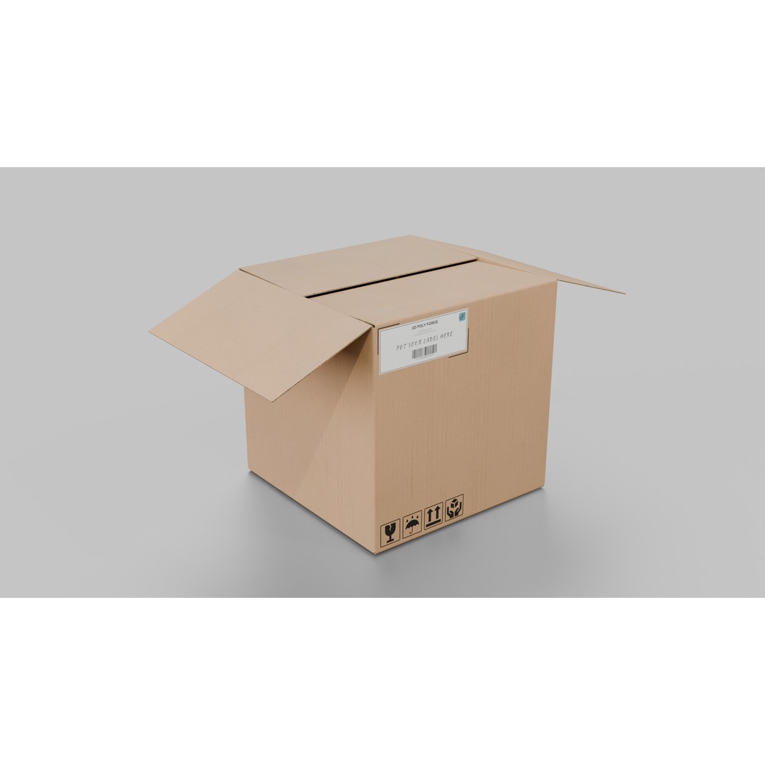 Cardboard Box 3D Model – Rigged Low-Poly PBR Asset for Games - View 9
