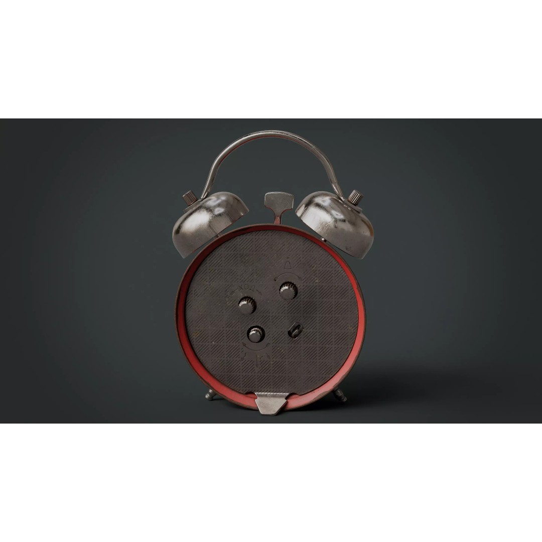 Red Vintage Alarm Clock 3D Model – Low Poly PBR Game Asset, FBX - View 8