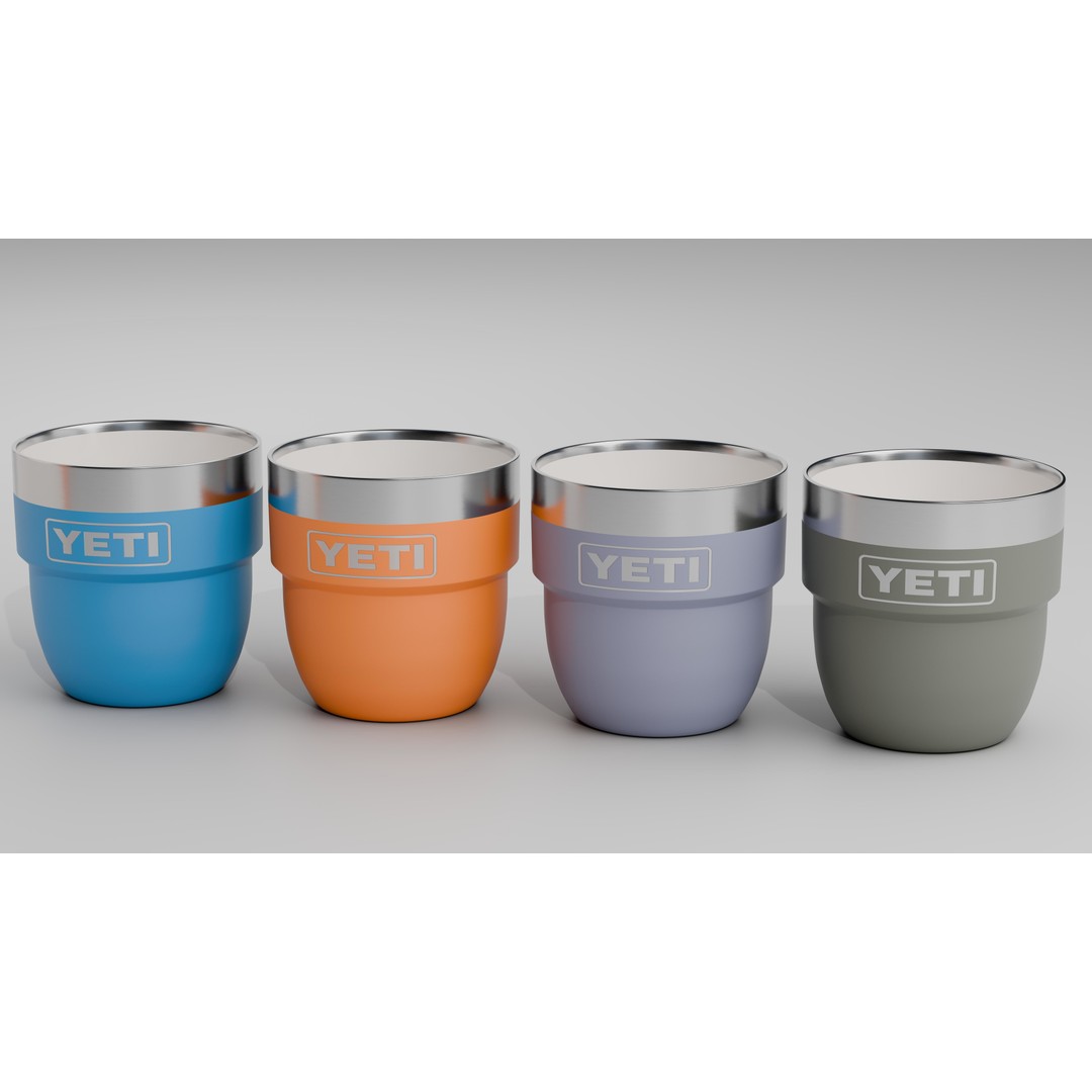 Yeti Rambler 4 oz Stackable Cups 3D Model – Low Poly PBR Kitchenware, FBX - View 4