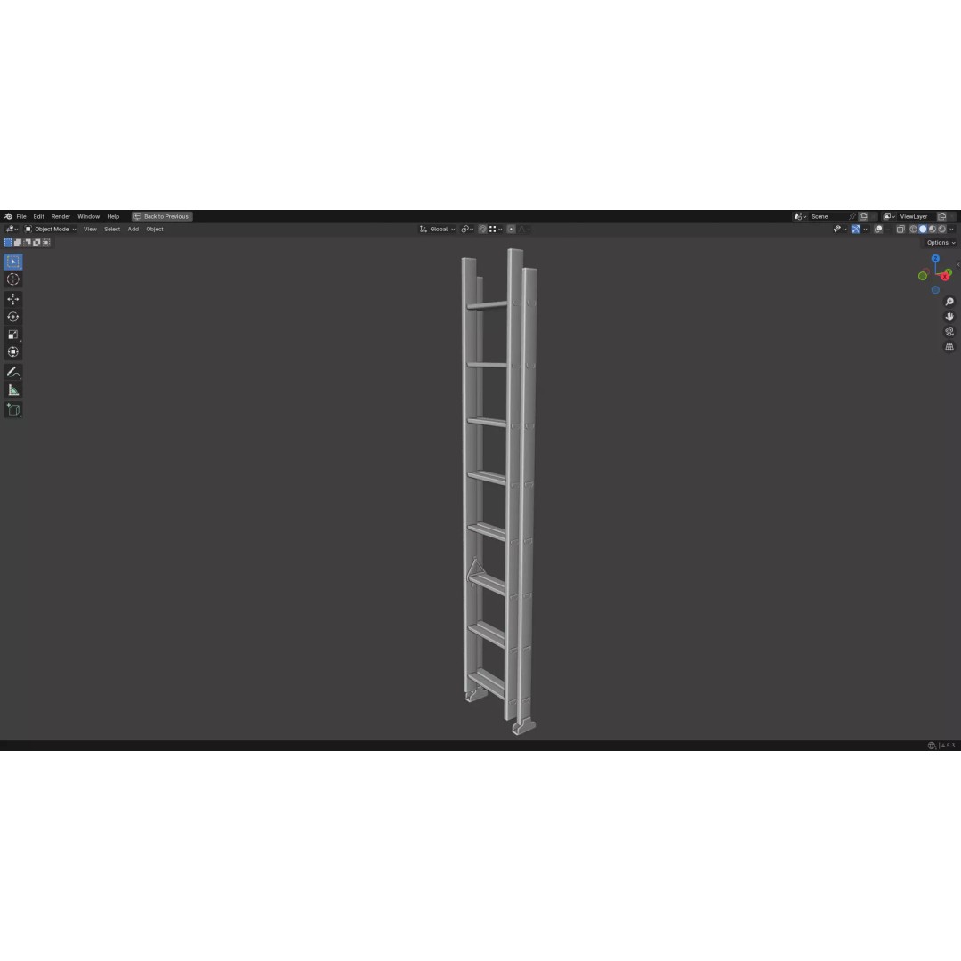 Ladder 3D Model – Low Poly PBR Game Asset, FBX, OBJ - View 20