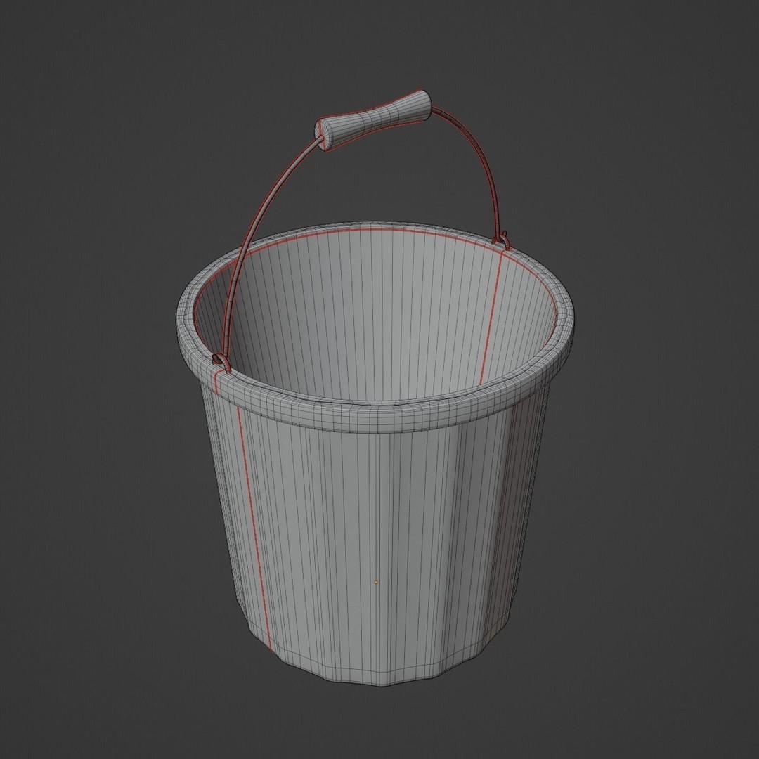 Industrial Plastic Bucket 3D Model – Mid Poly PBR Asset, FBX, OBJ, Blender