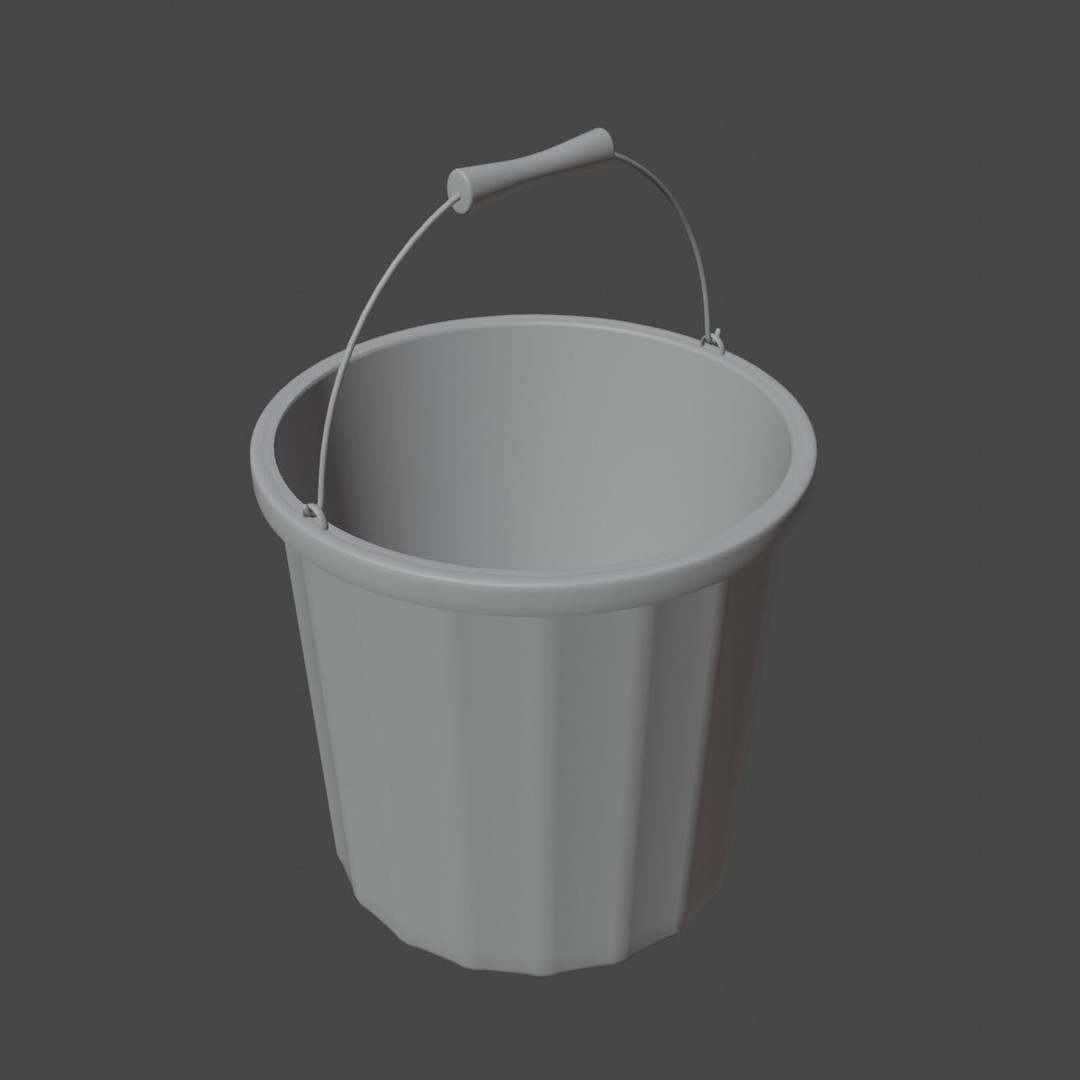 Industrial Plastic Bucket 3D Model – Mid Poly PBR Asset, FBX, OBJ, Blender - View 10