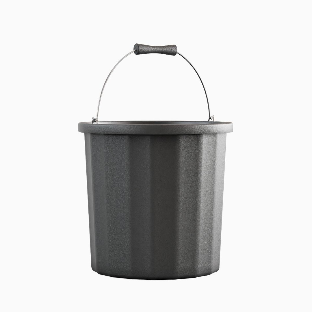 Industrial Plastic Bucket 3D Model – Mid Poly PBR Asset, FBX, OBJ, Blender - View 4
