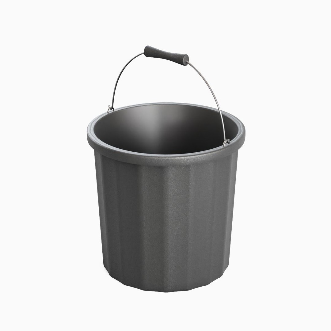 Industrial Plastic Bucket 3D Model – Mid Poly PBR Asset, FBX, OBJ, Blender - View 7