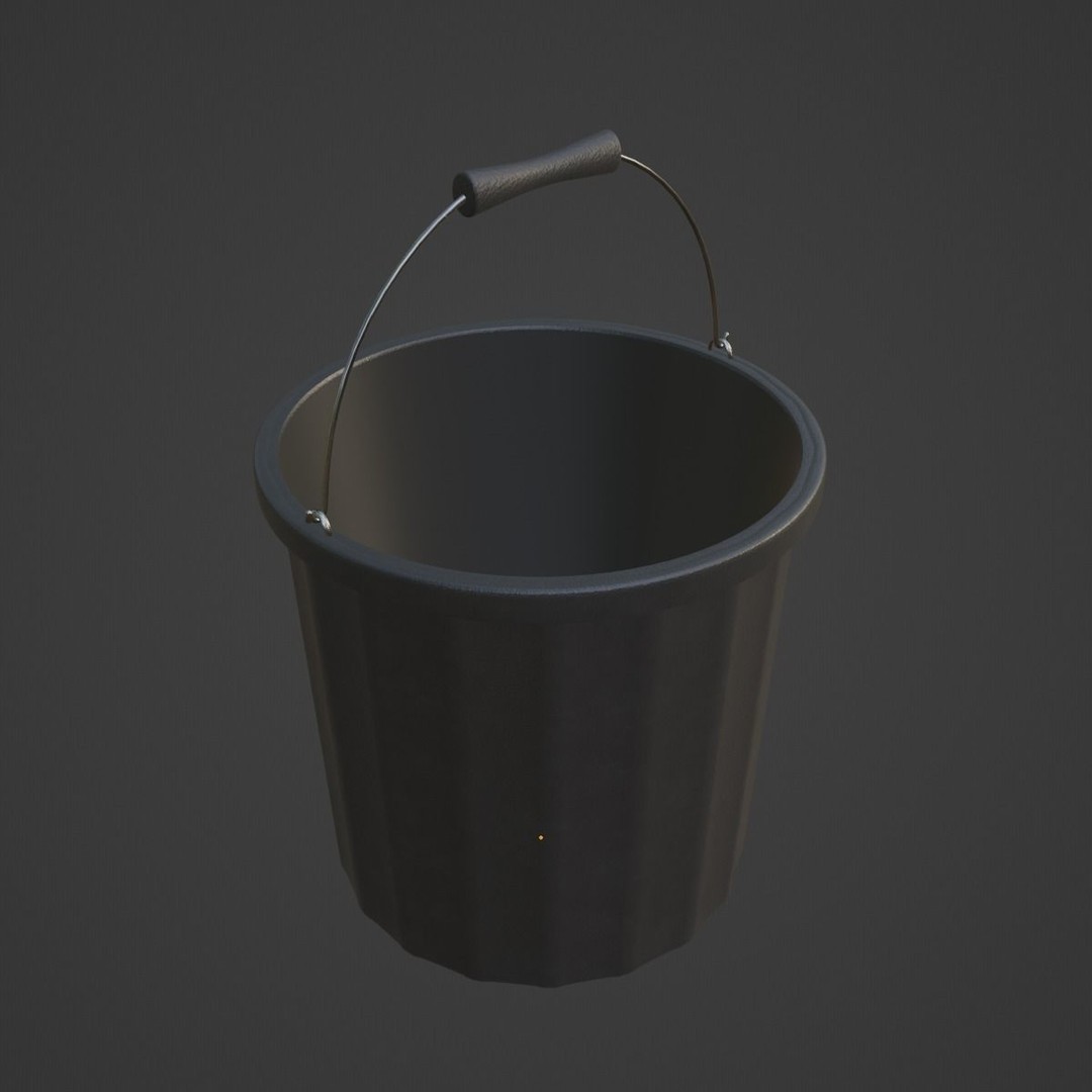 Industrial Plastic Bucket 3D Model – Mid Poly PBR Asset, FBX, OBJ, Blender - View 8