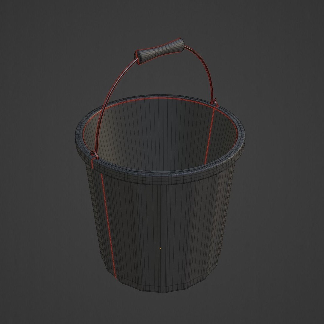 Industrial Plastic Bucket 3D Model – Mid Poly PBR Asset, FBX, OBJ, Blender - View 9