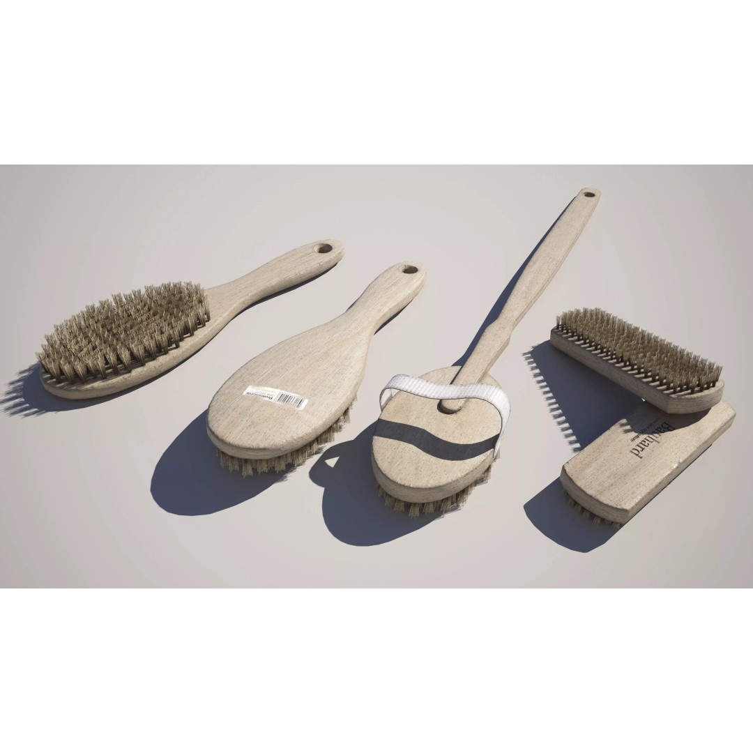 Brush Variations 3D Model – Low Poly PBR Household Tools, FBX - View 2