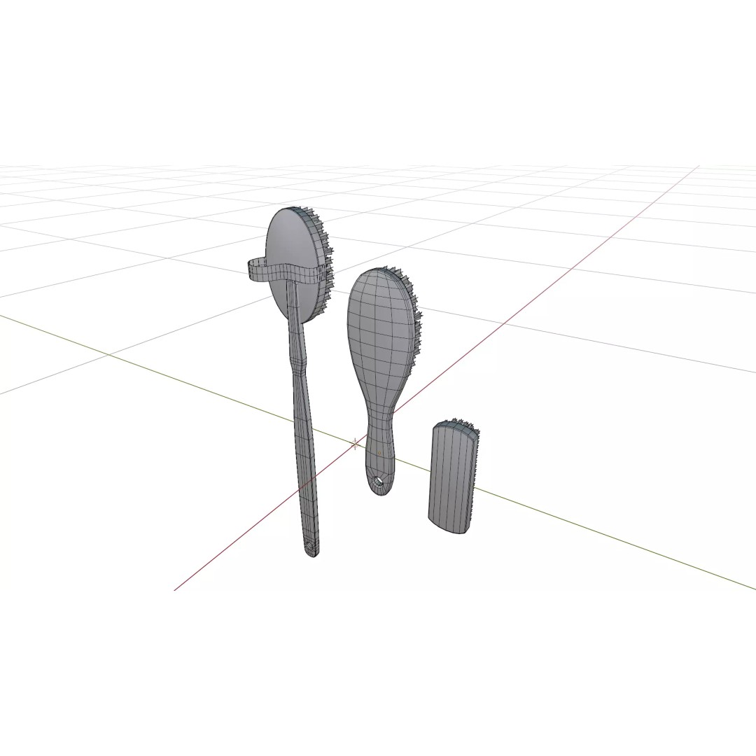 Brush Variations 3D Model – Low Poly PBR Household Tools, FBX - View 8