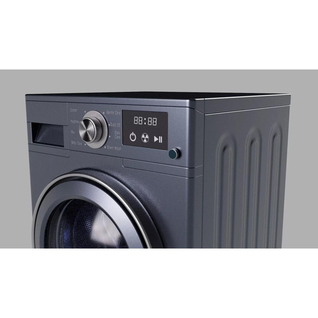 Graphite Gray Washing Machine 3D Model – Low Poly PBR Kitchen Asset, FBX