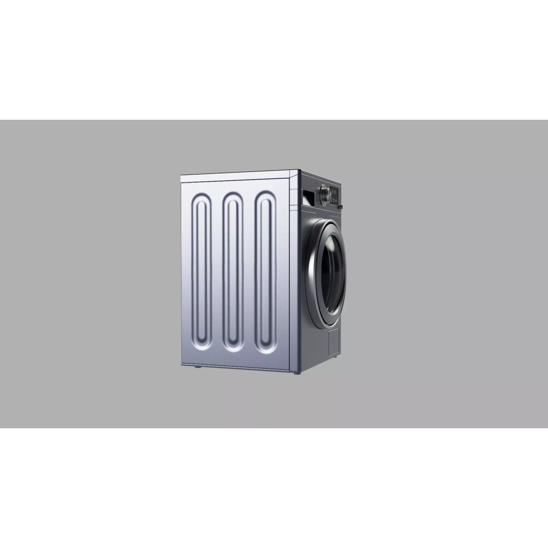Graphite Gray Washing Machine 3D Model – Low Poly PBR Kitchen Asset, FBX - View 10