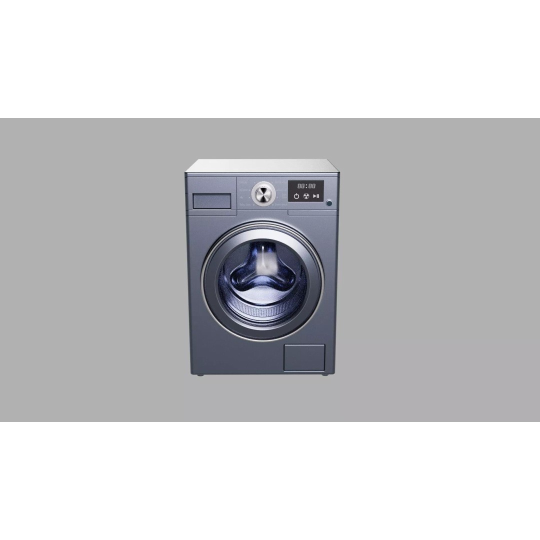 Graphite Gray Washing Machine 3D Model – Low Poly PBR Kitchen Asset, FBX - View 3