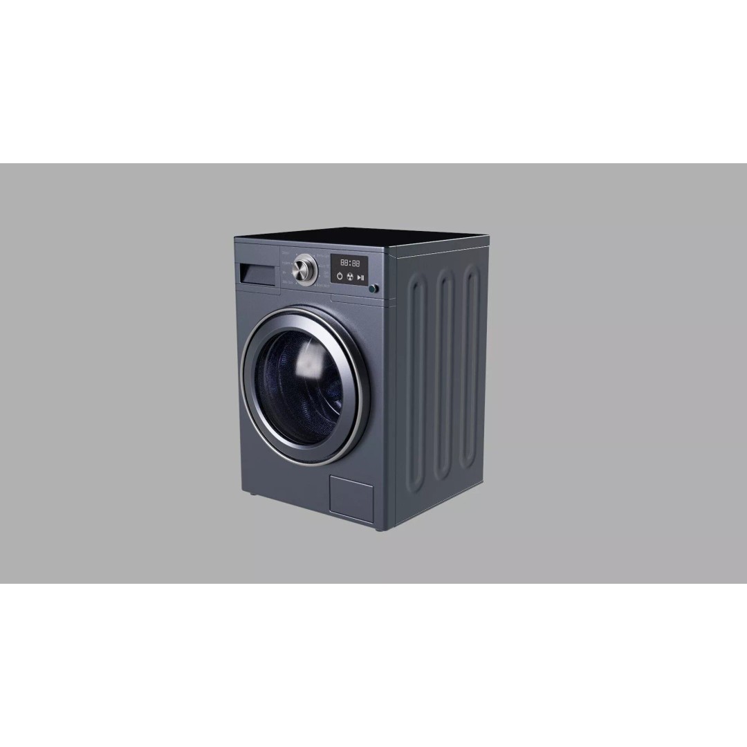 Graphite Gray Washing Machine 3D Model – Low Poly PBR Kitchen Asset, FBX - View 4