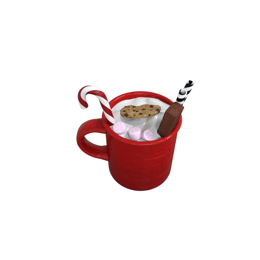Christmas Mug 3D Model – Low Poly PBR Kitchenware, FBX - View 10