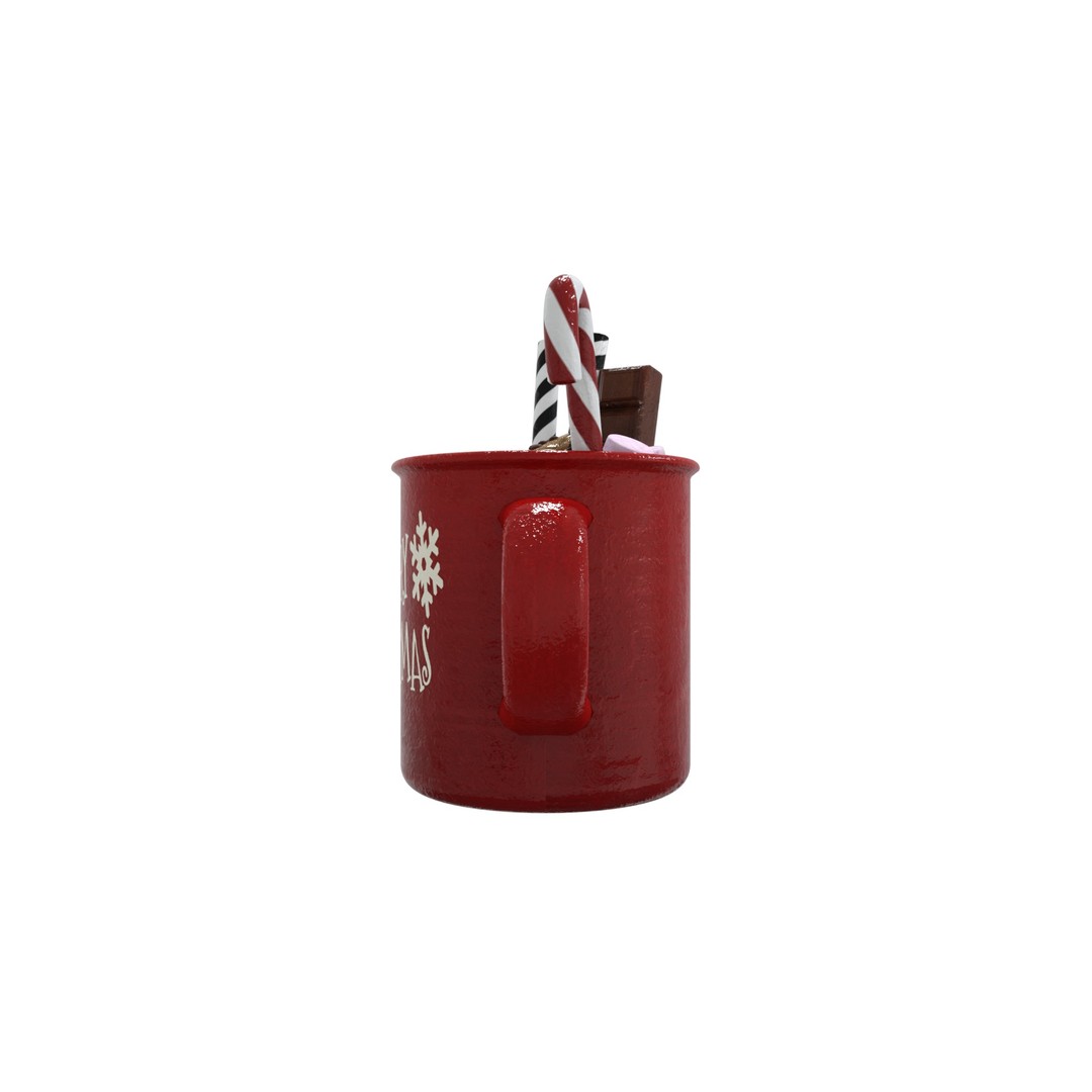 Christmas Mug 3D Model – Low Poly PBR Kitchenware, FBX - View 11
