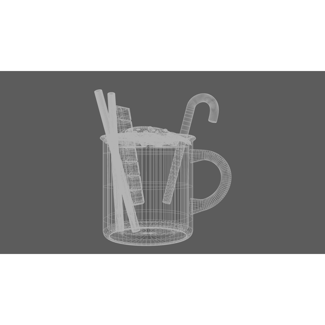 Christmas Mug 3D Model – Low Poly PBR Kitchenware, FBX - View 12