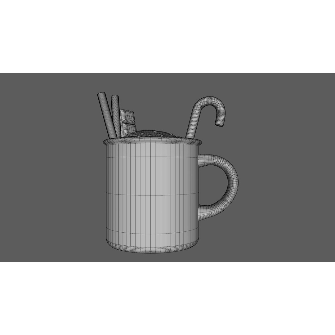Christmas Mug 3D Model – Low Poly PBR Kitchenware, FBX - View 13