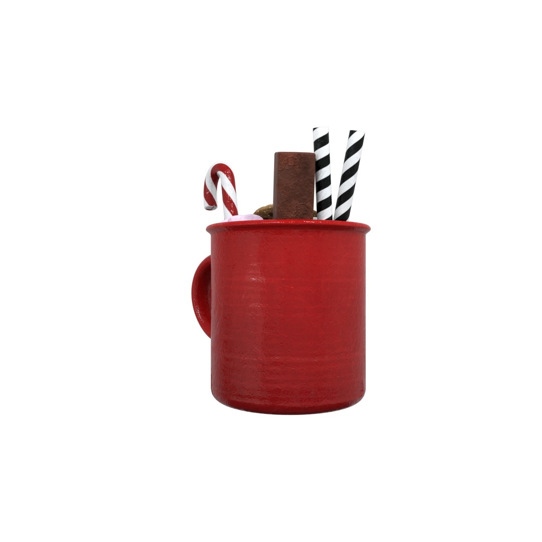 Christmas Mug 3D Model – Low Poly PBR Kitchenware, FBX - View 9