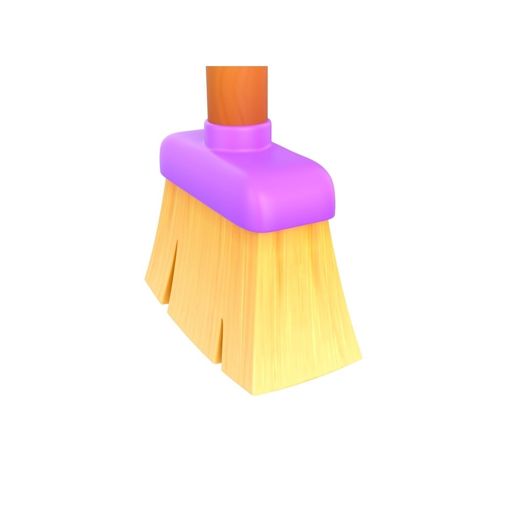 Cleaning Brush 3D Model – Cartoon Style Household Tool, FBX & OBJ - View 10