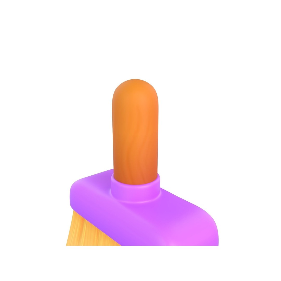 Cleaning Brush 3D Model – Cartoon Style Household Tool, FBX & OBJ - View 11