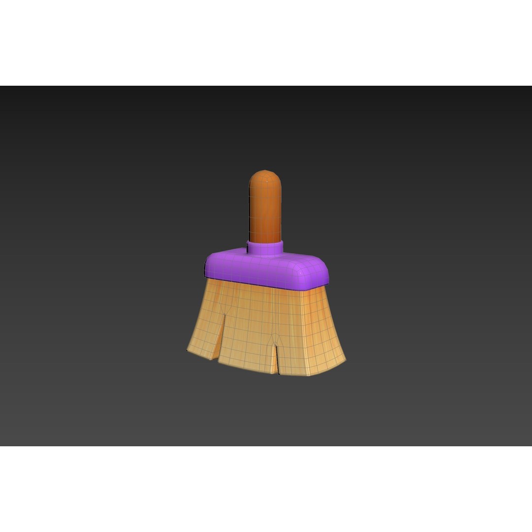 Cleaning Brush 3D Model – Cartoon Style Household Tool, FBX & OBJ - View 13