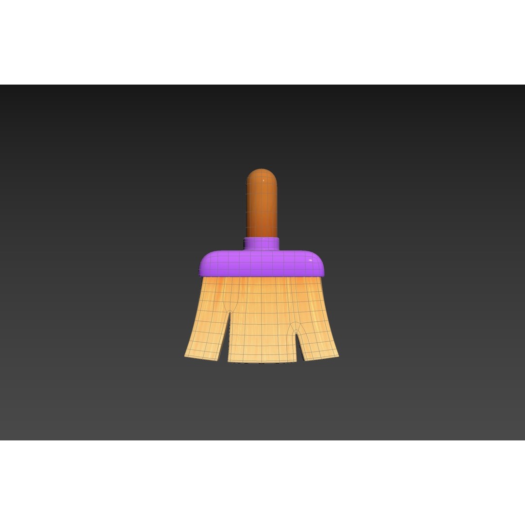 Cleaning Brush 3D Model – Cartoon Style Household Tool, FBX & OBJ - View 15