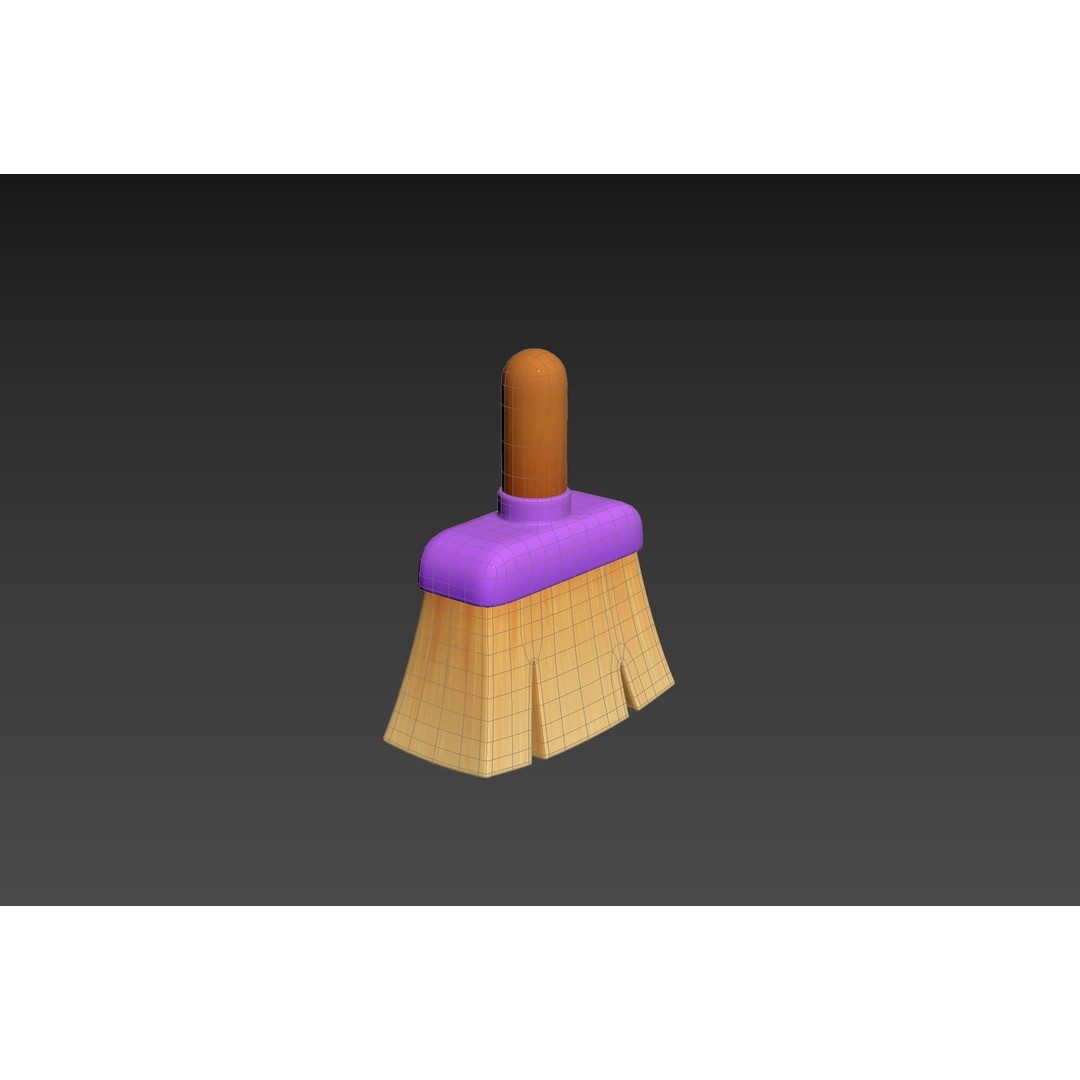 Cleaning Brush 3D Model – Cartoon Style Household Tool, FBX & OBJ - View 17