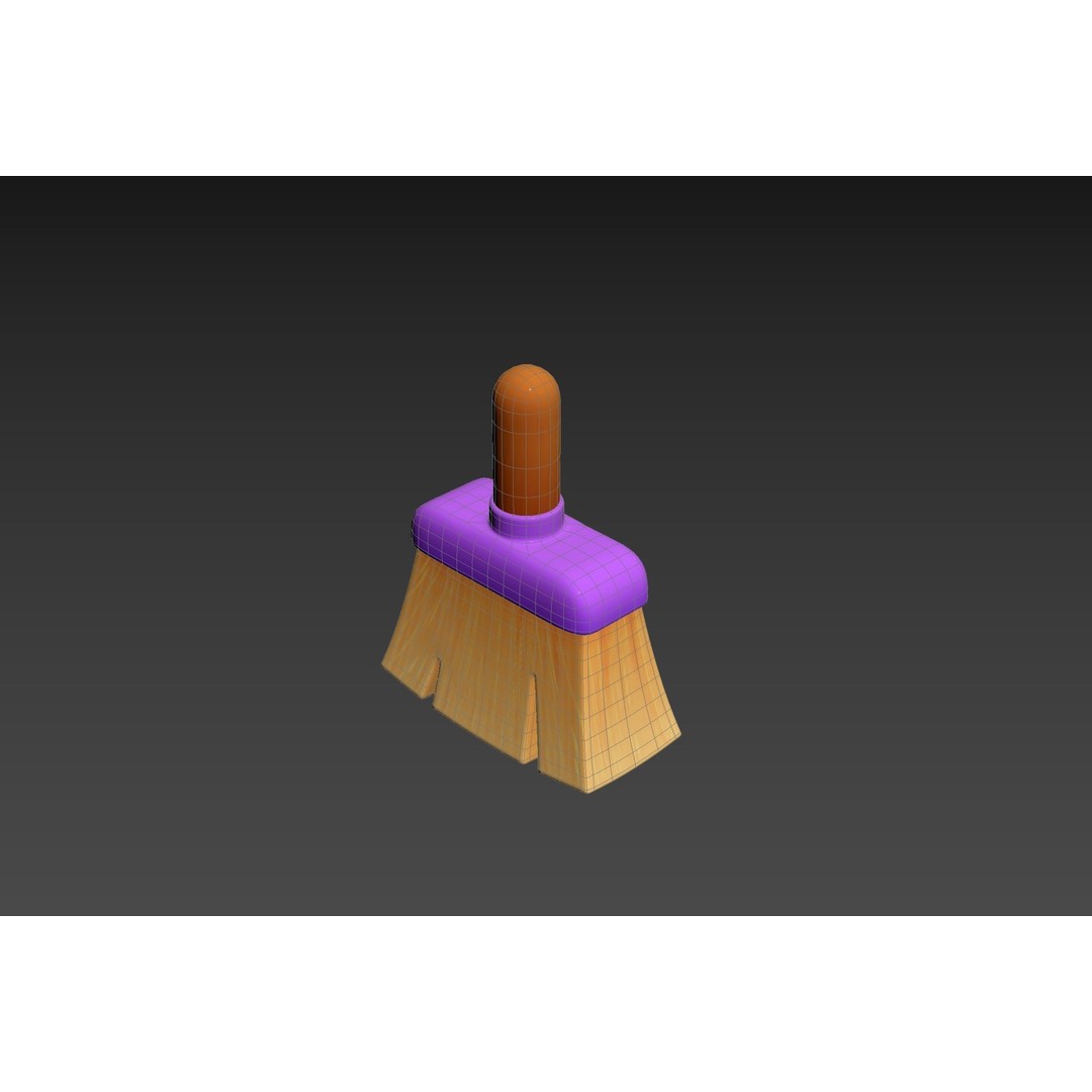 Cleaning Brush 3D Model – Cartoon Style Household Tool, FBX & OBJ - View 19
