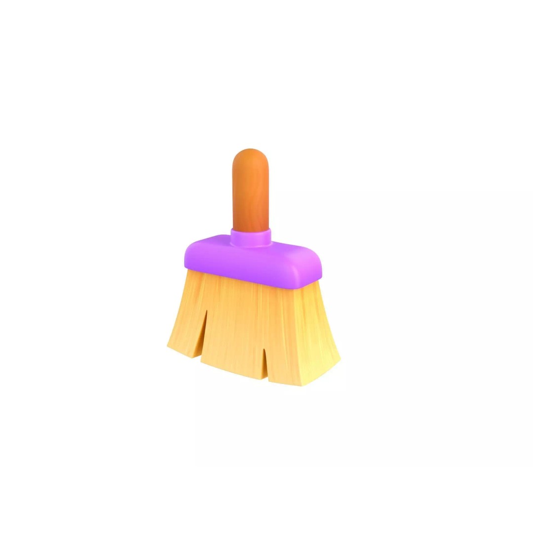 Cleaning Brush 3D Model – Cartoon Style Household Tool, FBX & OBJ - View 2