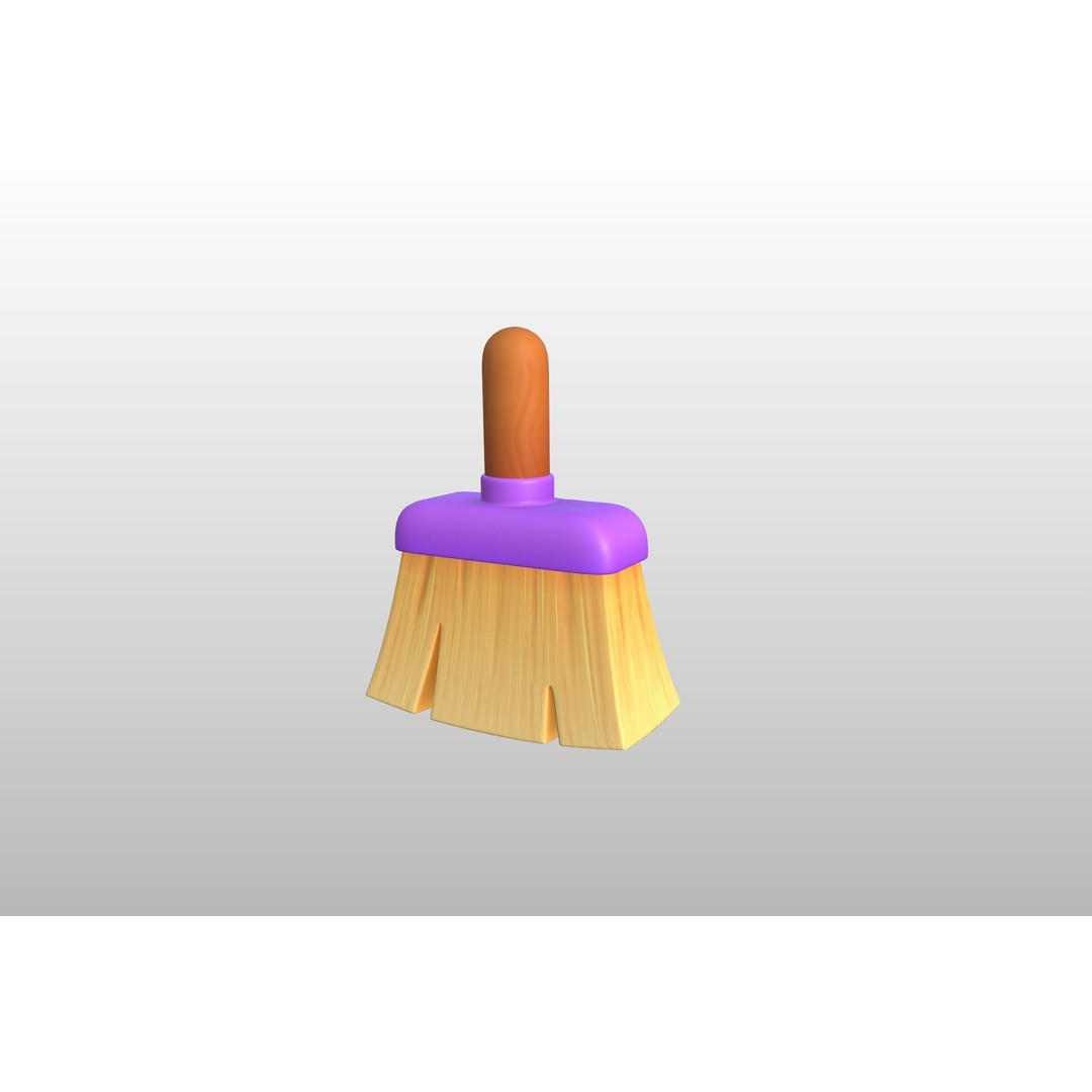 Cleaning Brush 3D Model – Cartoon Style Household Tool, FBX & OBJ - View 22