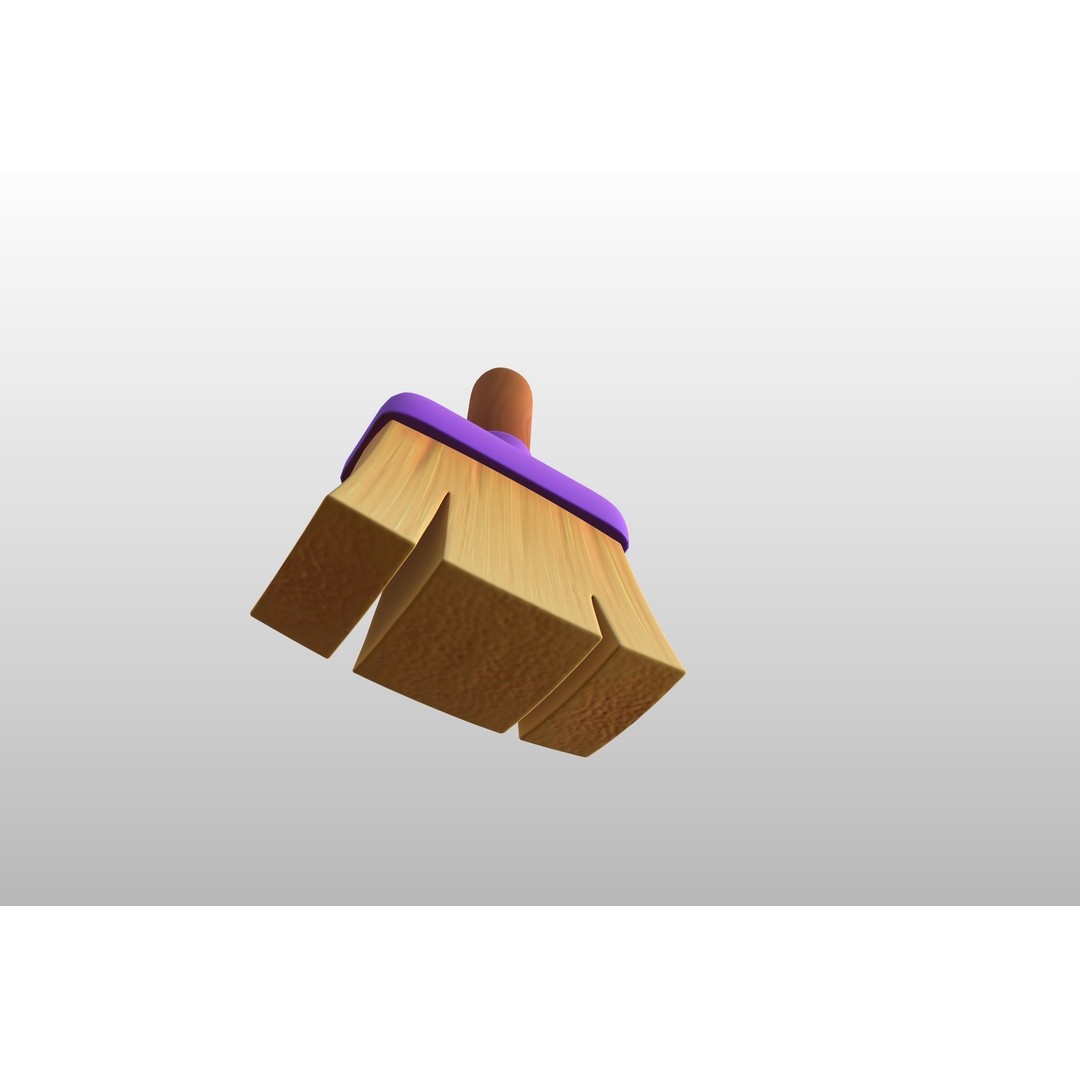 Cleaning Brush 3D Model – Cartoon Style Household Tool, FBX & OBJ - View 24