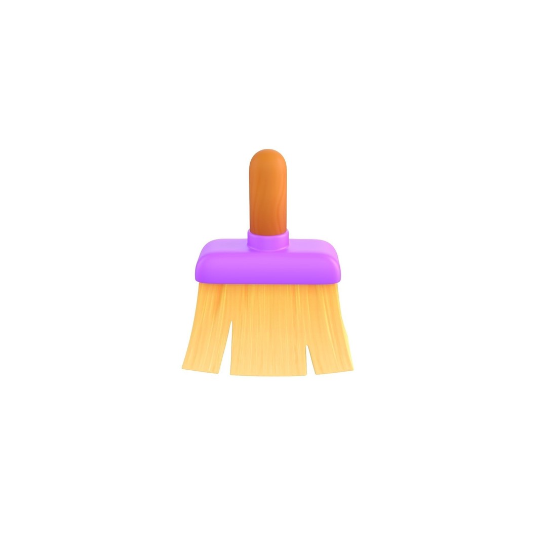 Cleaning Brush 3D Model – Cartoon Style Household Tool, FBX & OBJ - View 3