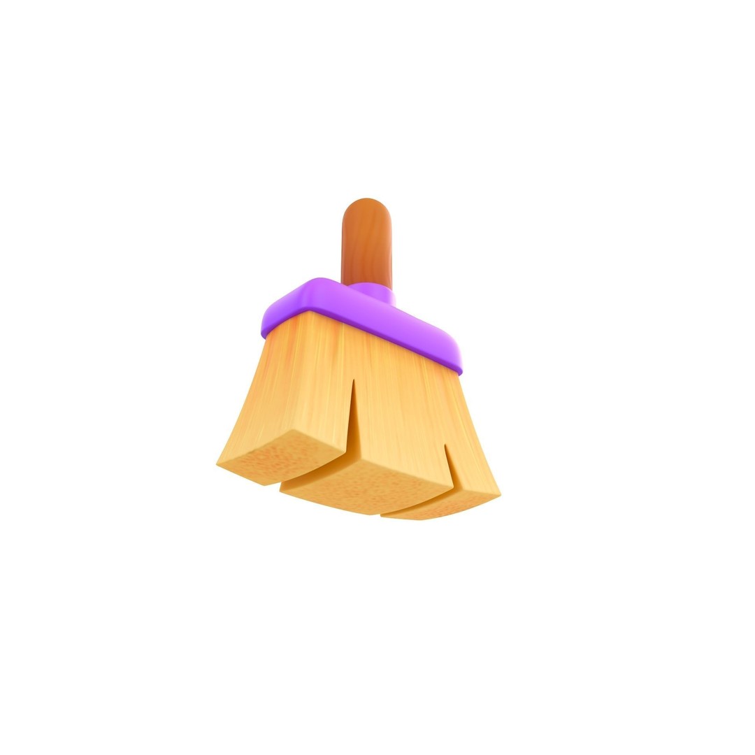 Cleaning Brush 3D Model – Cartoon Style Household Tool, FBX & OBJ - View 4