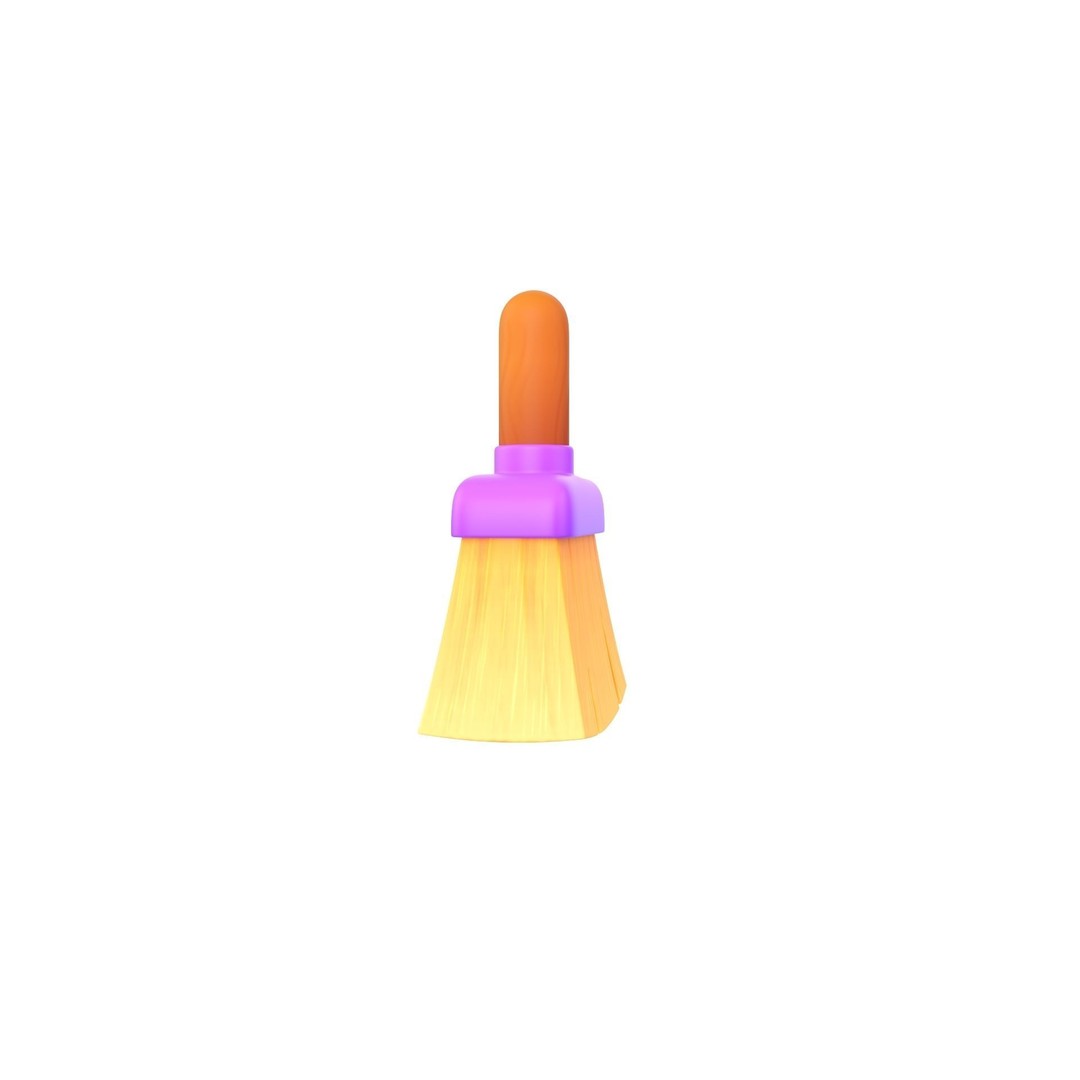 Cleaning Brush 3D Model – Cartoon Style Household Tool, FBX & OBJ - View 8