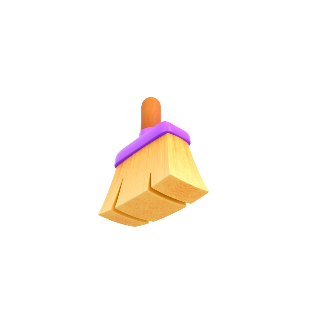 Cleaning Brush 3D Model – Cartoon Style Household Tool, FBX & OBJ - View 9
