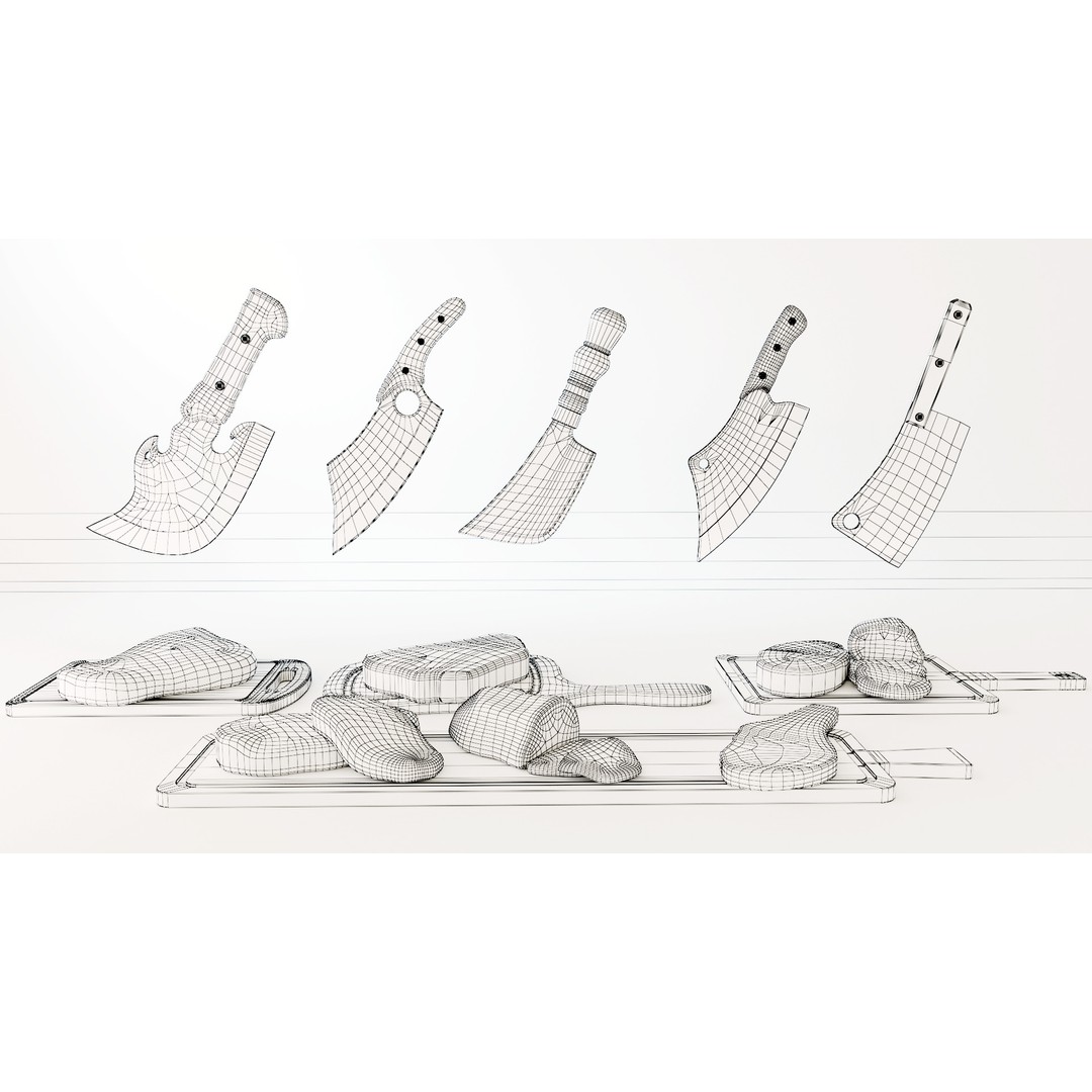 Cleaver 3D Model – Low Poly PBR Kitchen Tool, FBX - View 11