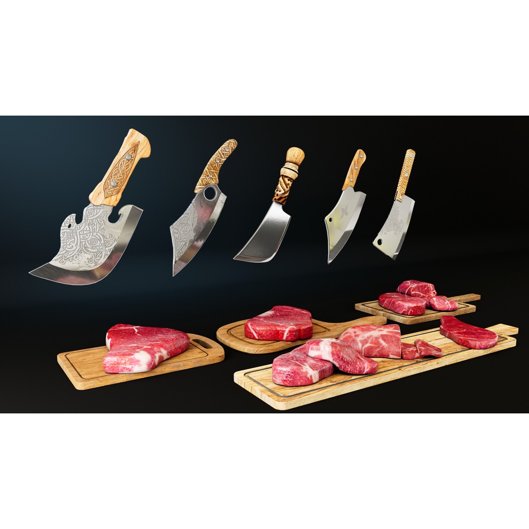 Cleaver 3D Model – Low Poly PBR Kitchen Tool, FBX - View 3