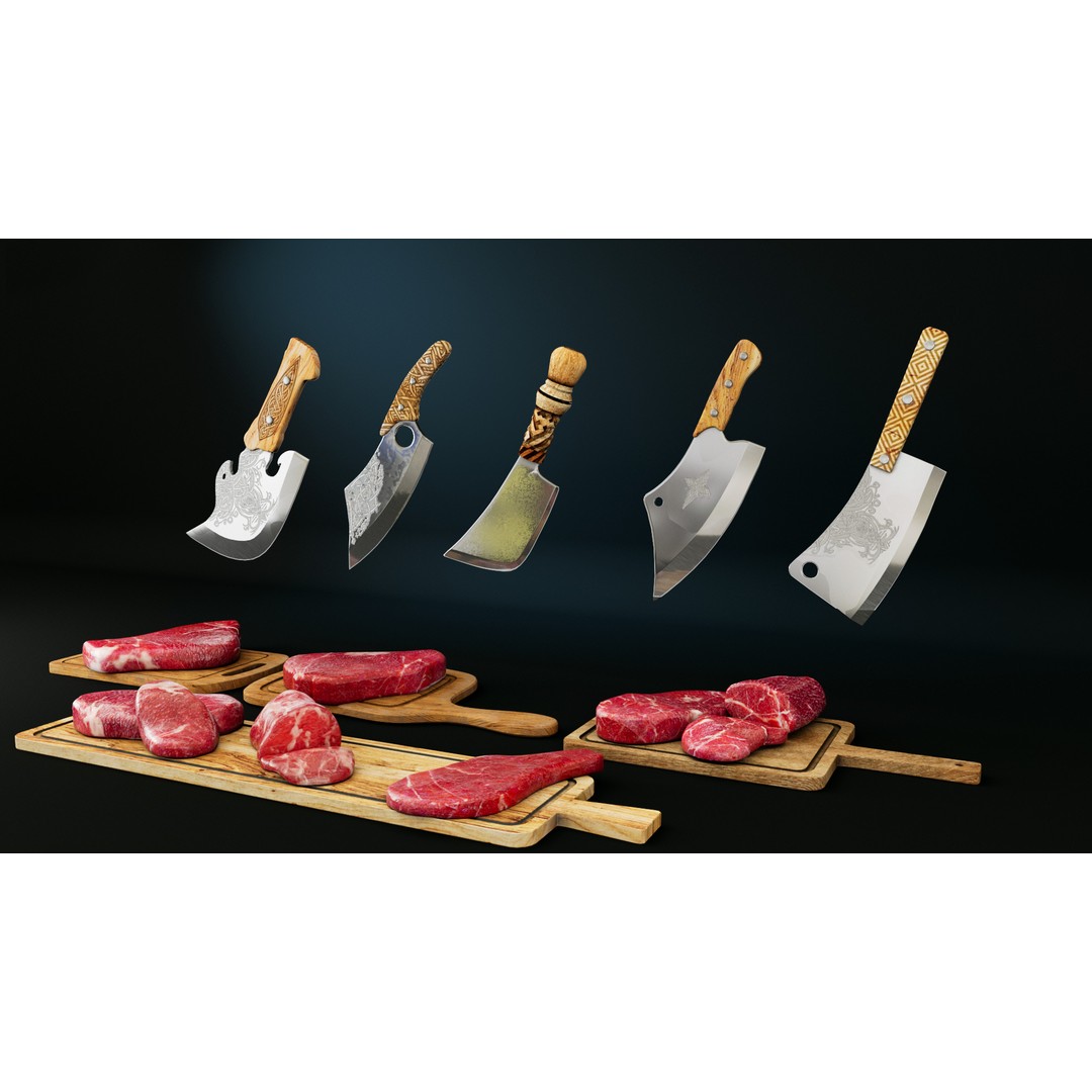Cleaver 3D Model – Low Poly PBR Kitchen Tool, FBX - View 4
