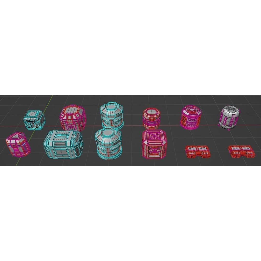 Sci-Fi Loot Crate Box Cylinder Barrel 3D Model – Low Poly PBR Game Asset, FBX - View 10