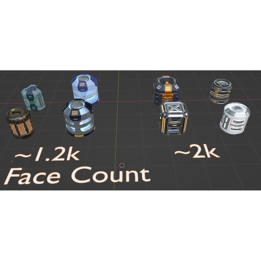 Sci-Fi Loot Crate Box Cylinder Barrel 3D Model – Low Poly PBR Game Asset, FBX - View 12