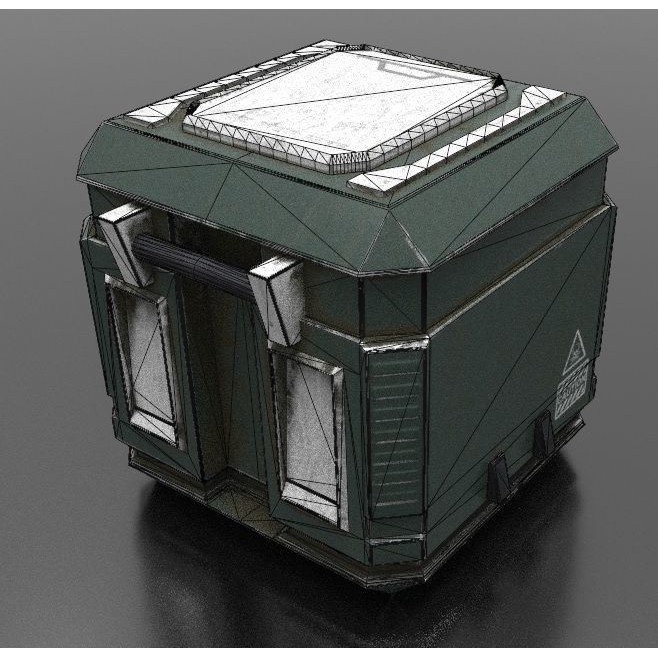 Sci-Fi Loot Crate Box Cylinder Barrel 3D Model – Low Poly PBR Game Asset, FBX - View 15