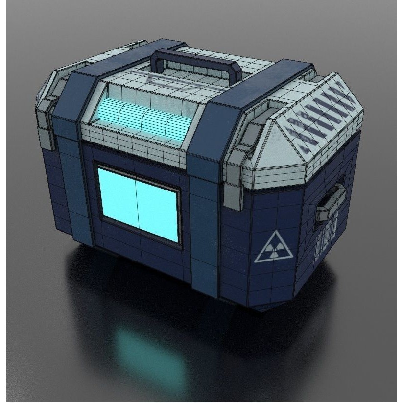 Sci-Fi Loot Crate Box Cylinder Barrel 3D Model – Low Poly PBR Game Asset, FBX - View 16