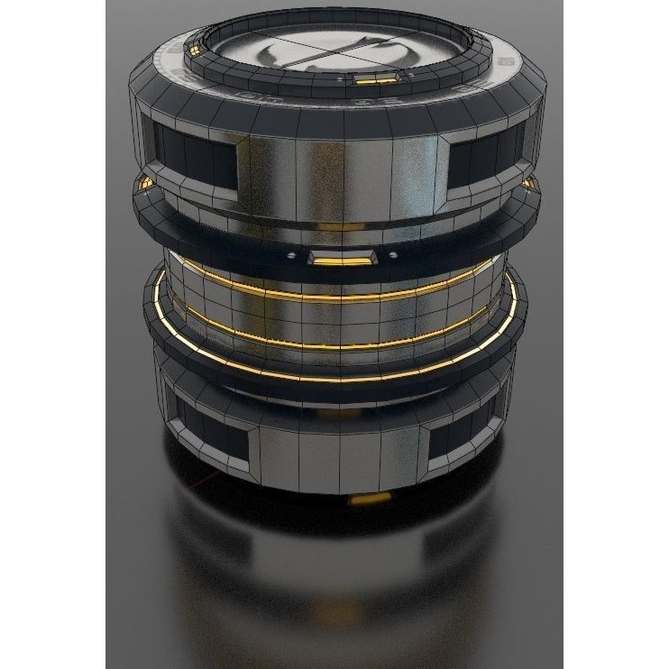 Sci-Fi Loot Crate Box Cylinder Barrel 3D Model – Low Poly PBR Game Asset, FBX - View 19
