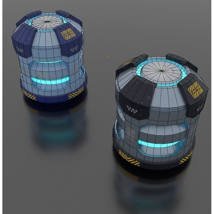 Sci-Fi Loot Crate Box Cylinder Barrel 3D Model – Low Poly PBR Game Asset, FBX - View 21