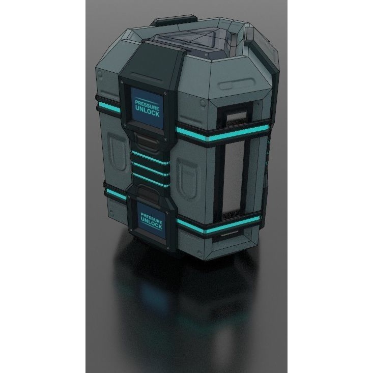 Sci-Fi Loot Crate Box Cylinder Barrel 3D Model – Low Poly PBR Game Asset, FBX - View 22